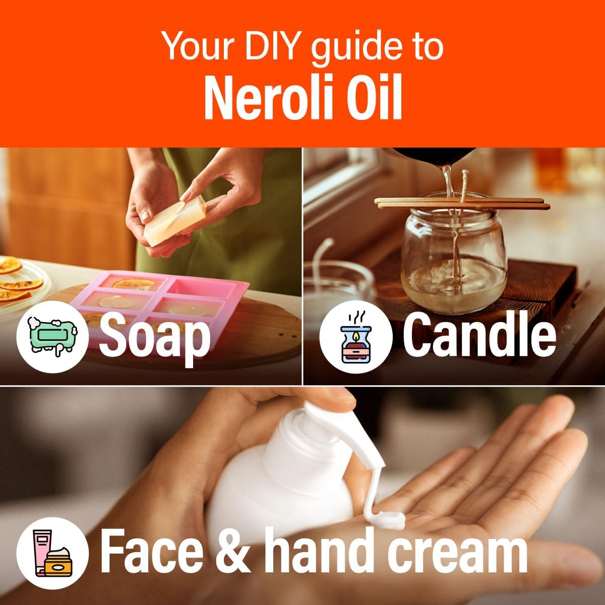 H'ana Neroli Oil - 1.02 Fl Oz Neroli Essential Oil for Hair, Skin, Diffuser, Aromatherapy & DIY