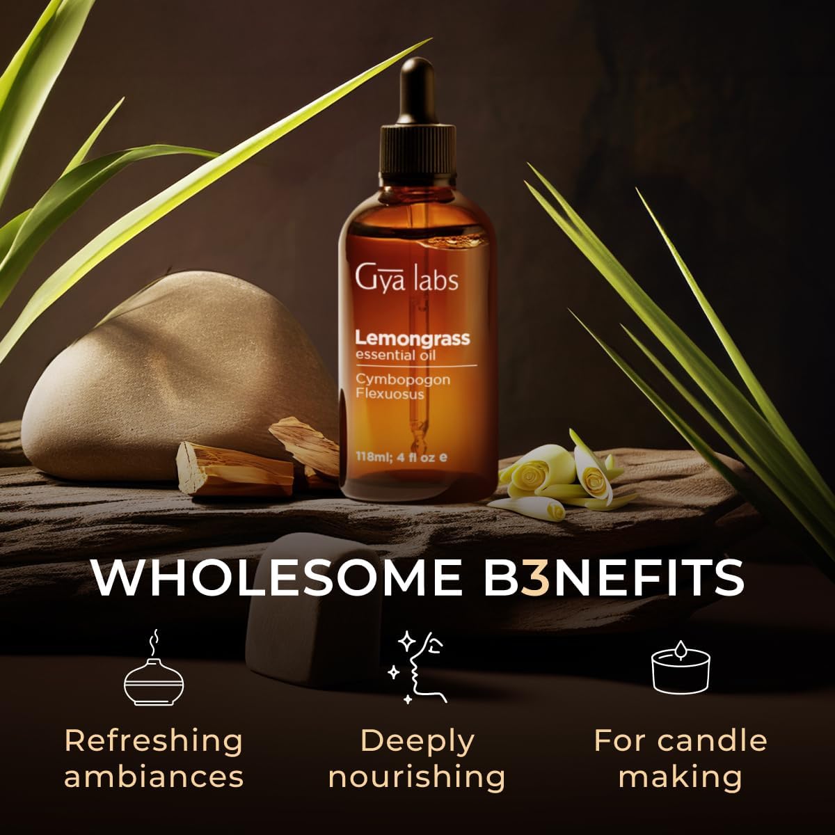Lemongrass Essential Oil for Diffuser & Lemon Essential Oil for Diffuser Set - Aromatherapy Grade Essential Oils Set - 2x4 fl oz - Gya Labs