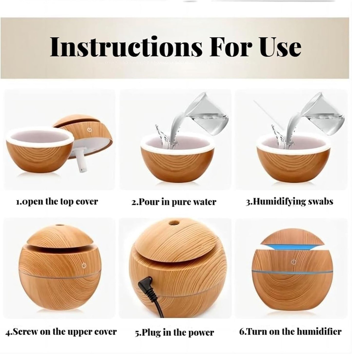 USB Ultrasonic Cool Mist Essential Oil Diffuser - Wood Grain Electric Air Humidifier for Home, Office & Car(B)