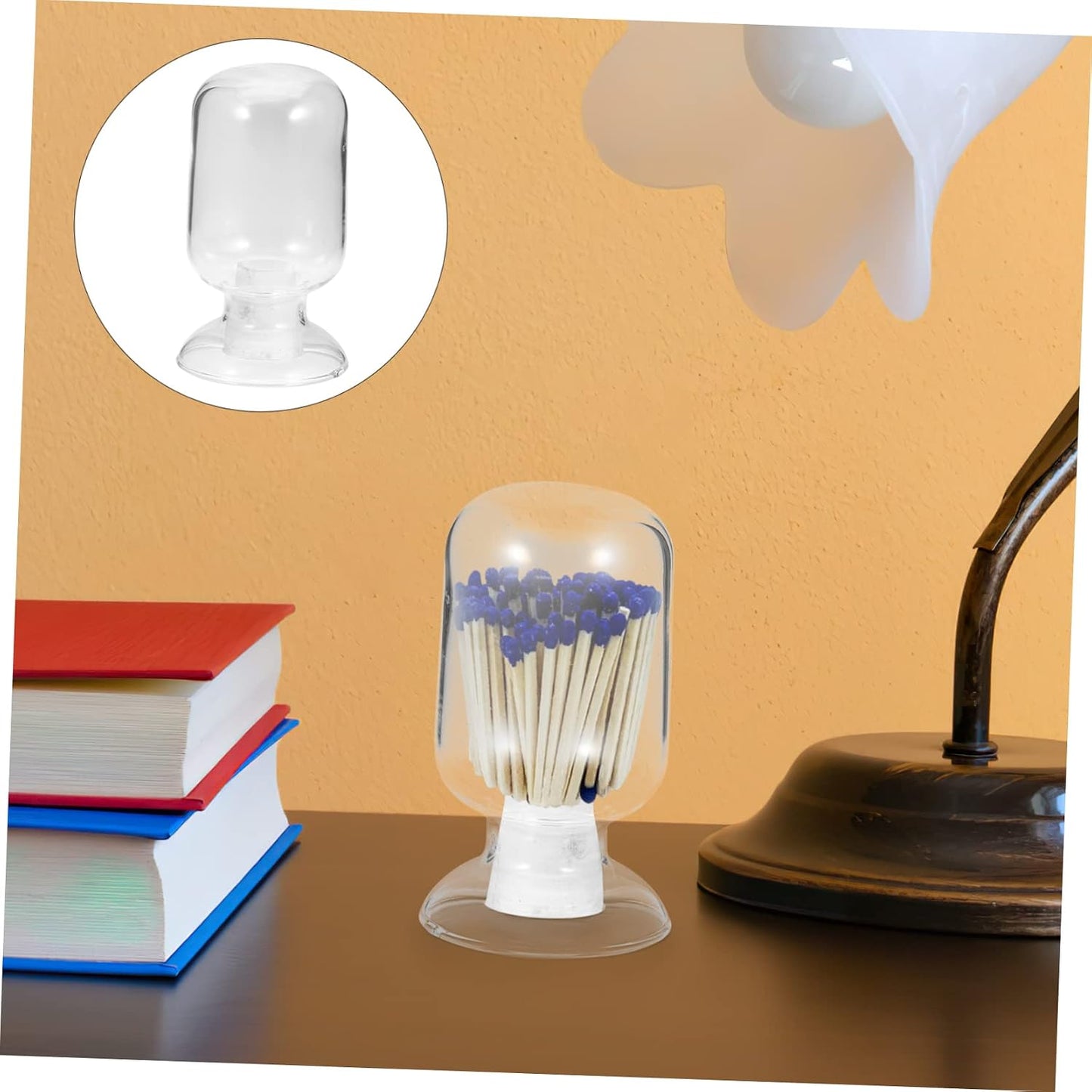 Glass Match Holder Jar Handcrafted Cloche Bottle for Decorative Storage of Matches Elegant and Compact Design for Gifts and Home Decor