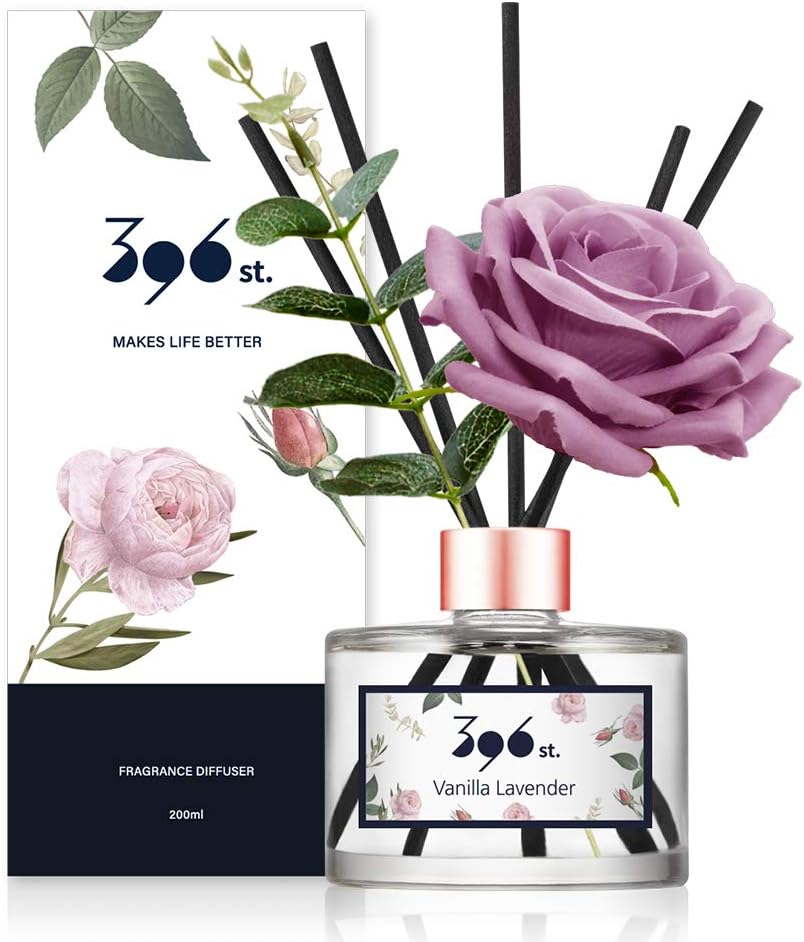 396 st. Rose Flower Reed Diffuser, Vanilla Lavender, 200ml(6.7oz) / Reed Diffuser Sets, Home Fragrance, Scented Oils, Home &amp; Bathroom Décor