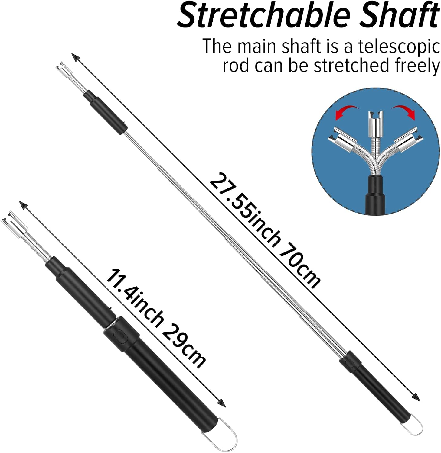 Electric Arc Flexible Neck Long Lighter,Retractable Length 11.4in to 27.55in,Rechargeable Windproof USB Lighter,360° Rotated Ignition Port, Lighters for Candle Fireplace Pilot Light BBQ Grill Black