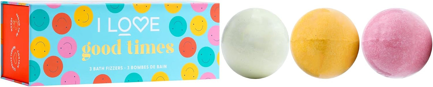 I LOVE Special Moments Good Times Bath Fizzer Pack - Natural Bath Bombs Gift Set - Shea Butter Bath Bombs Set - Spa Gift Set for Women - 3 pc