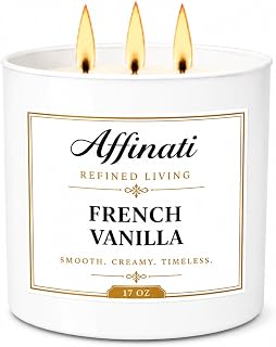 French Vanilla Affinati 3-Wick Candle - 17 oz Luxury Soy Blend, Long-Lasting Home Fragrance & Aromatherapy, Premium Scented Candles Jar, Birthday Gifts for Women & Home Decor