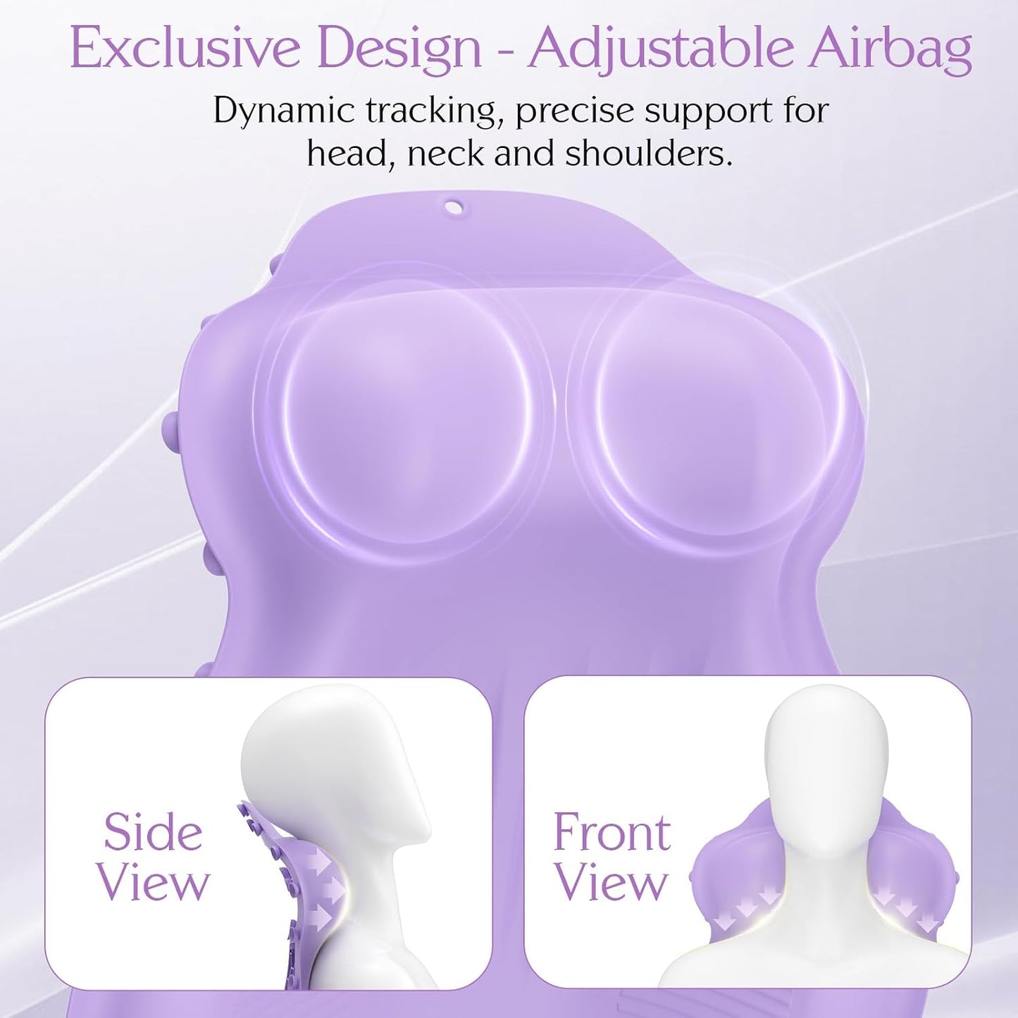 Silicone Bath Pillow, New Material Bath Pillows for Tub Head Neck and Back Support, Bath Tub Pillow with 4D Press Inflatable Airbag and Non-Slip Strong Suction Cups, Quick-Drying, Easy to Store,Purple