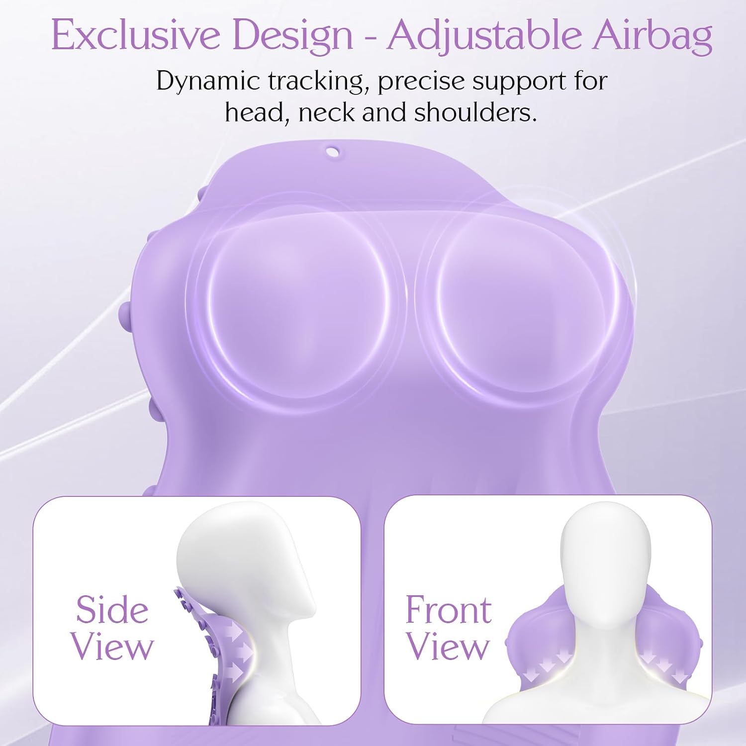 Silicone Bath Pillow, New Material Bath Pillows for Tub Head Neck and Back Support, Bath Tub Pillow with 4D Press Inflatable Airbag and Non-Slip Strong Suction Cups, Quick-Drying, Easy to Store,Purple