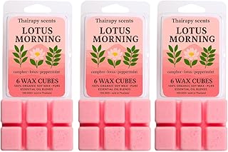(Hand Poured in Thailand) Thairapy Scents Wax Melts, Premium Scented Natural,7.5oz (18-Cubes) Includes: Lotus Morning, Jasmine Breeze, Mountain Sandalwood (Siam Land of Smiles Collection)
