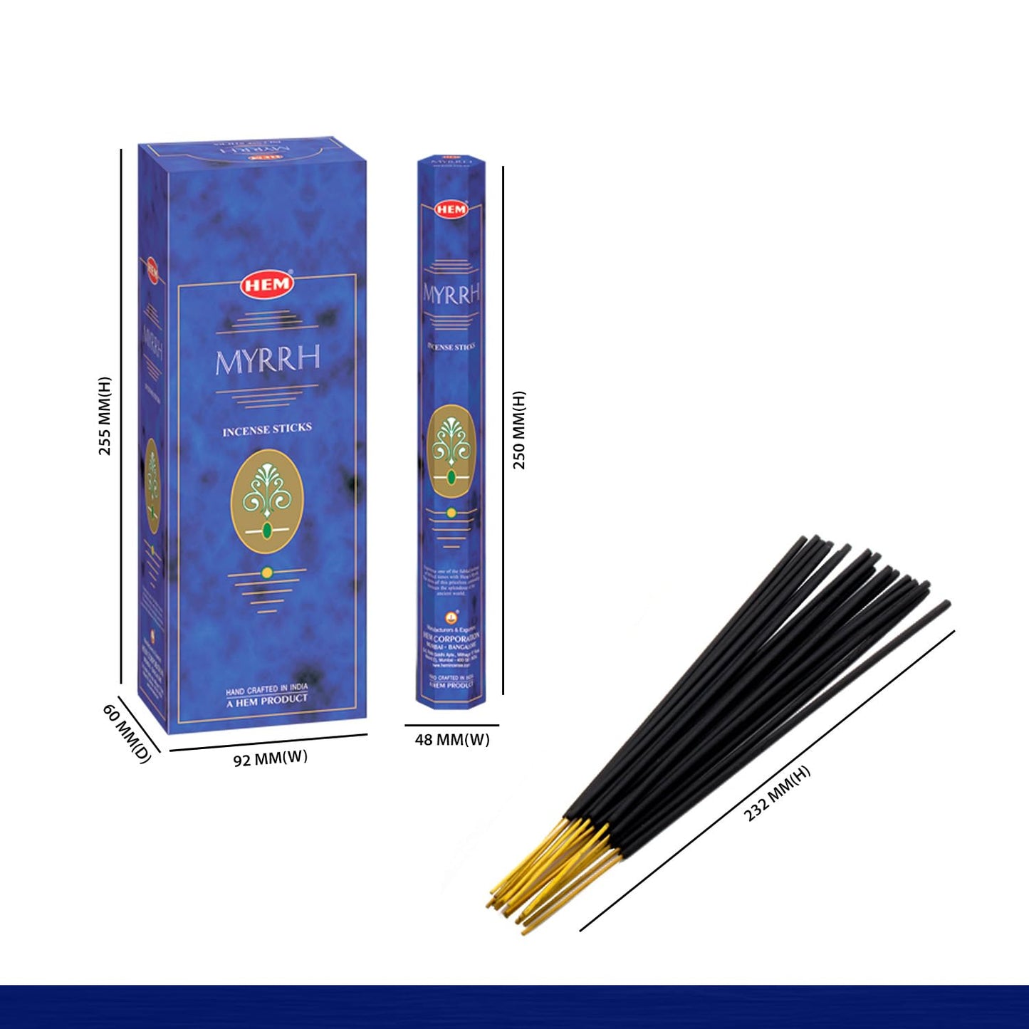 HEM Myrrh Incense Sticks - Pack of 6 - 120 count - 301g
