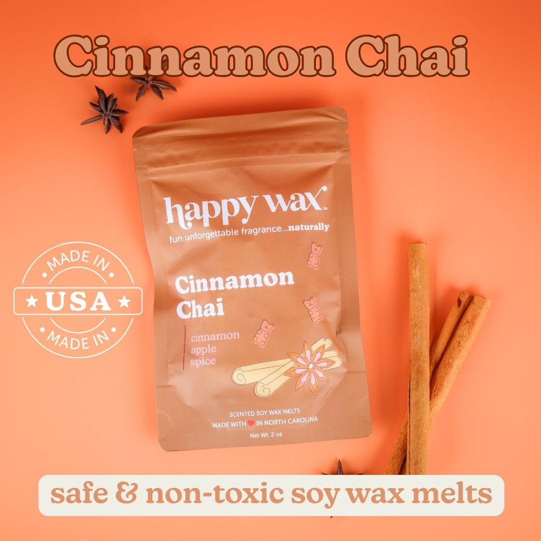 Happy Wax Savory Mix Premium Scented Natural, Non Toxic Soy Wax Melts – 6 Total Oz. of Scented Wax Melts. Includes: Cinnamon Chai, Apple Harvest, and Pumpkin Soufflé