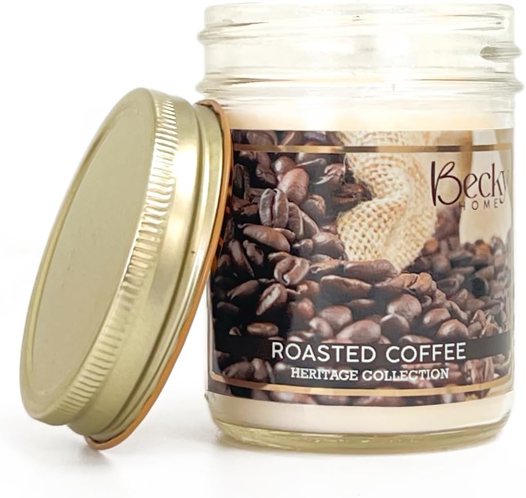8oz Coffee Scented Candle, Fresh Roast Coffee, Espresso, Macchiato, Large Jar Candles Gift for Men and Women, Clear Glass