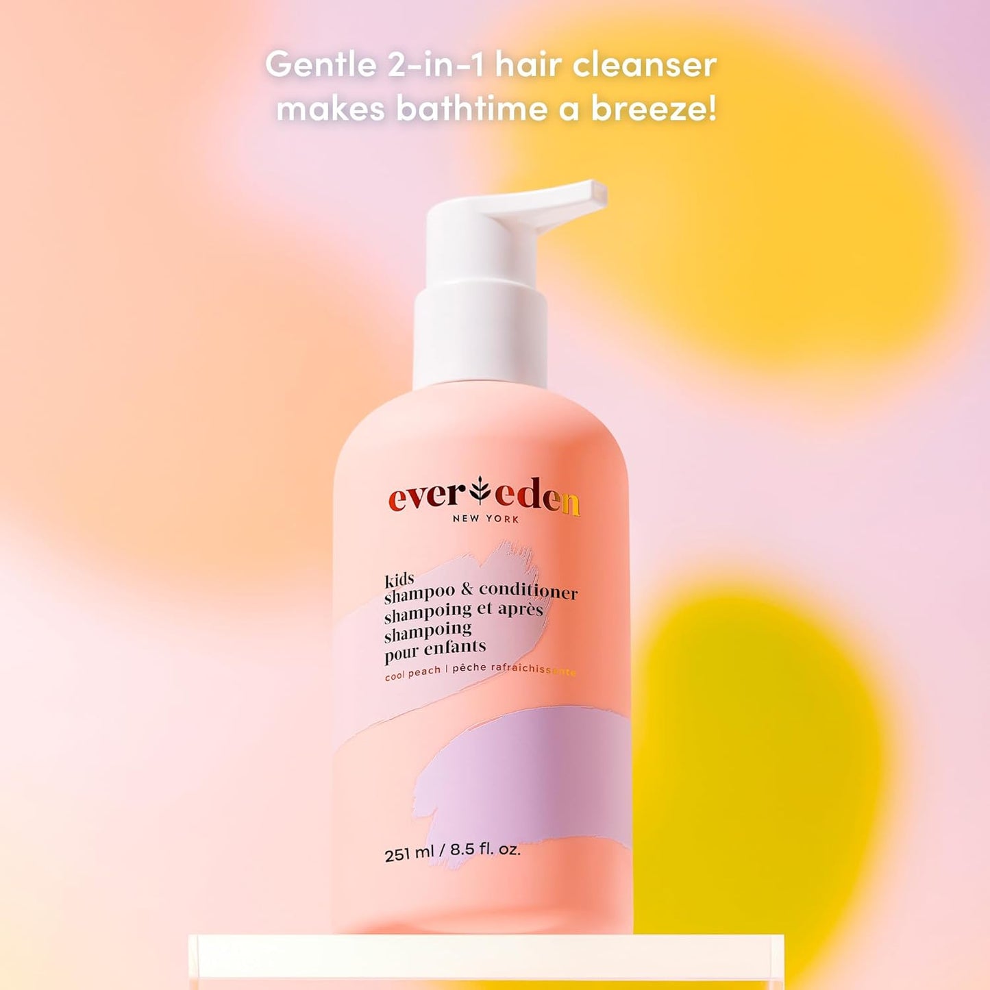 Evereden Kids 2-in-1 Shampoo & Conditioner, Cool Peach | Dermatologist-Tested, No Silicones | Gentle Care for Healthy Scalp & Hair, Age 3+ | Clean, Vegan, Sulfate & Paraben-Free, 8.5 fl oz
