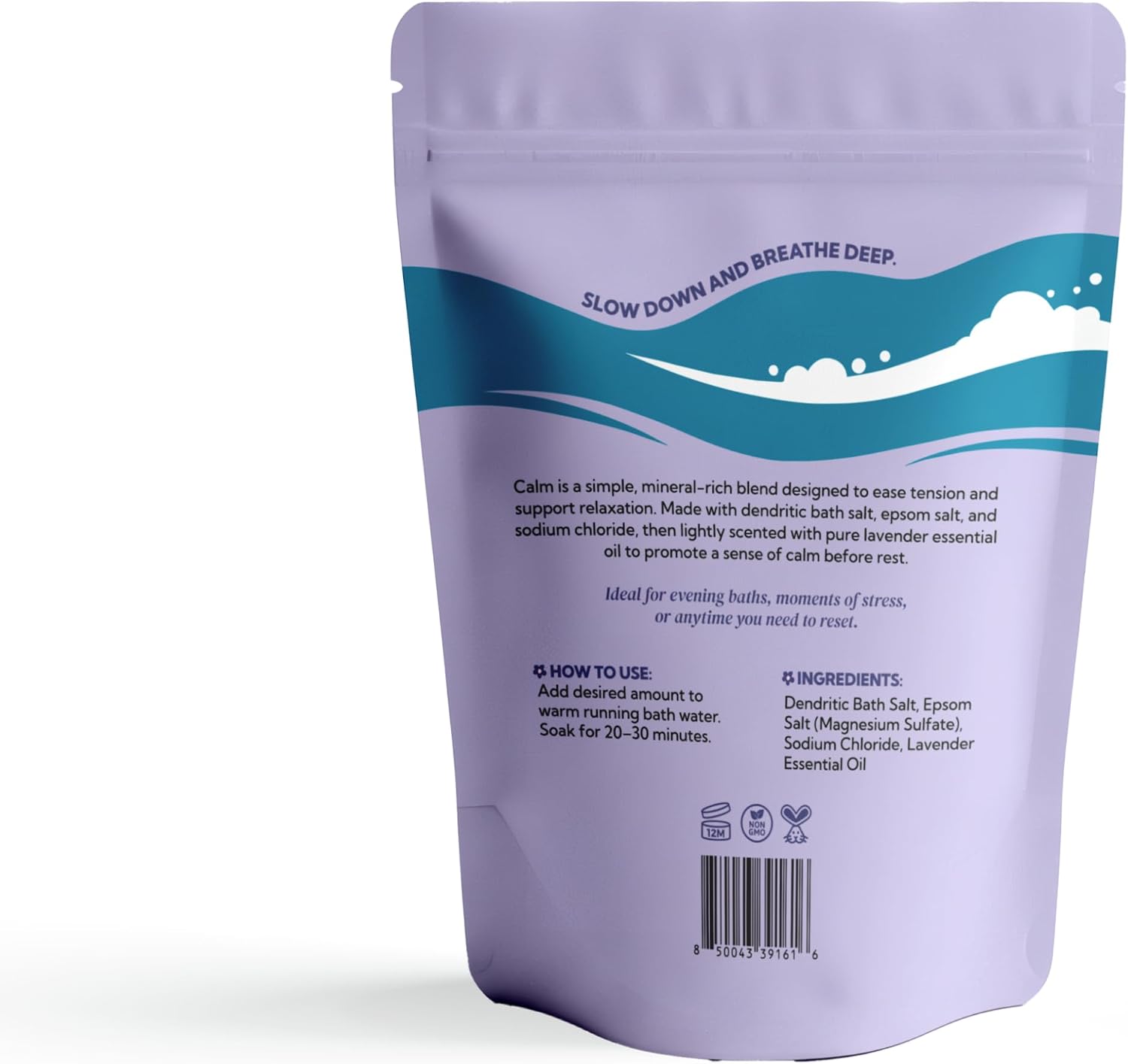 Best of Nature Calm Epsom Salt Bath Soak with Lavender Essential Oil, Mineral-Rich Bath Salts, Resealable Bag, 2.2 lb