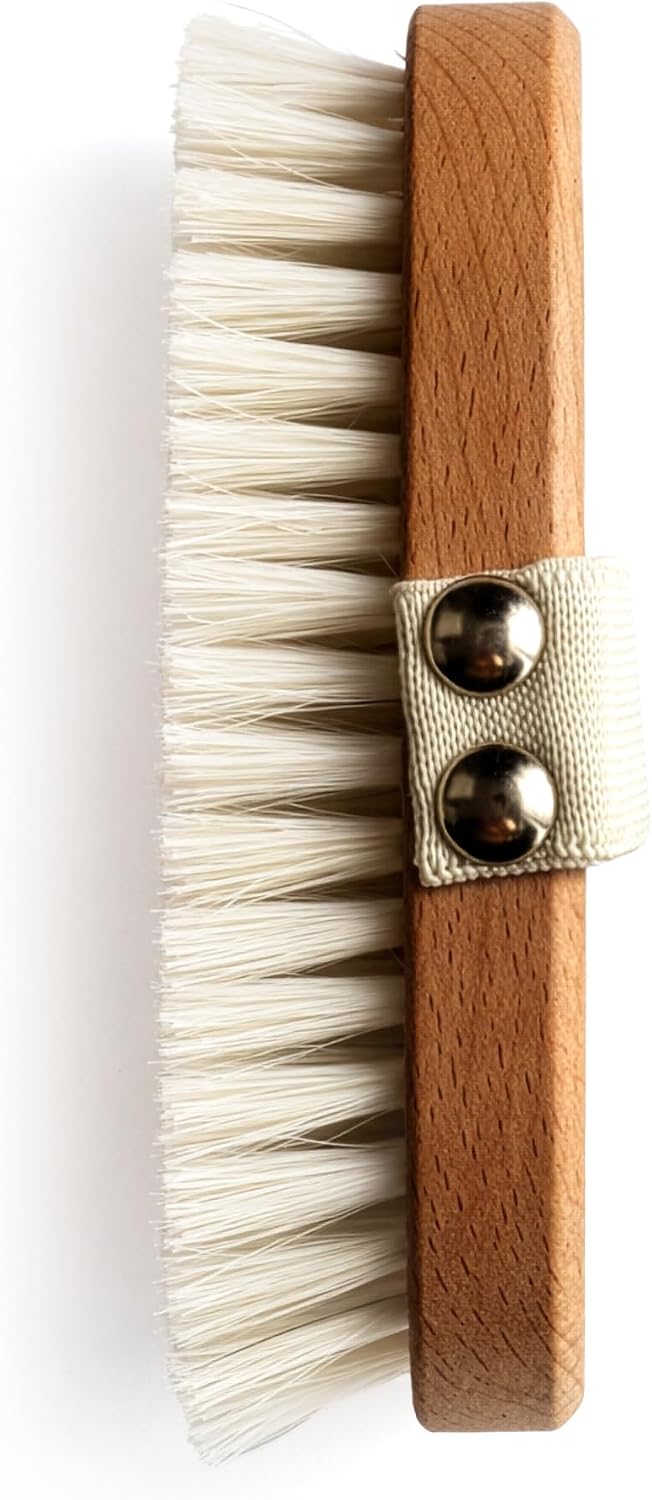 EDA Taspinar Professional Dry Brush for Body I Natural Horse Hair Bristle, Exfoliating, Lymphatic I Drainage, Cellulite, Circulation I No Shedding Spa Quality