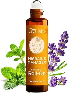 Gya Labs Migraine Manager Essential Oil Roll On - 0.34 Fl Oz - Travel Size Roller for Camping, Skin, Aromatherapy Relief, Convenience