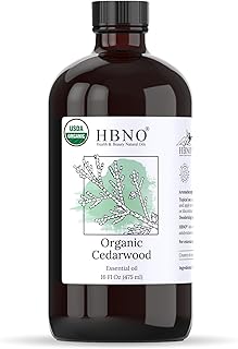 HBNO Organic Cedarwood Oil - Huge 16 oz (475ml) Large Size - Ideal for Diffusers, Cleaning Agents, Deodorizers.