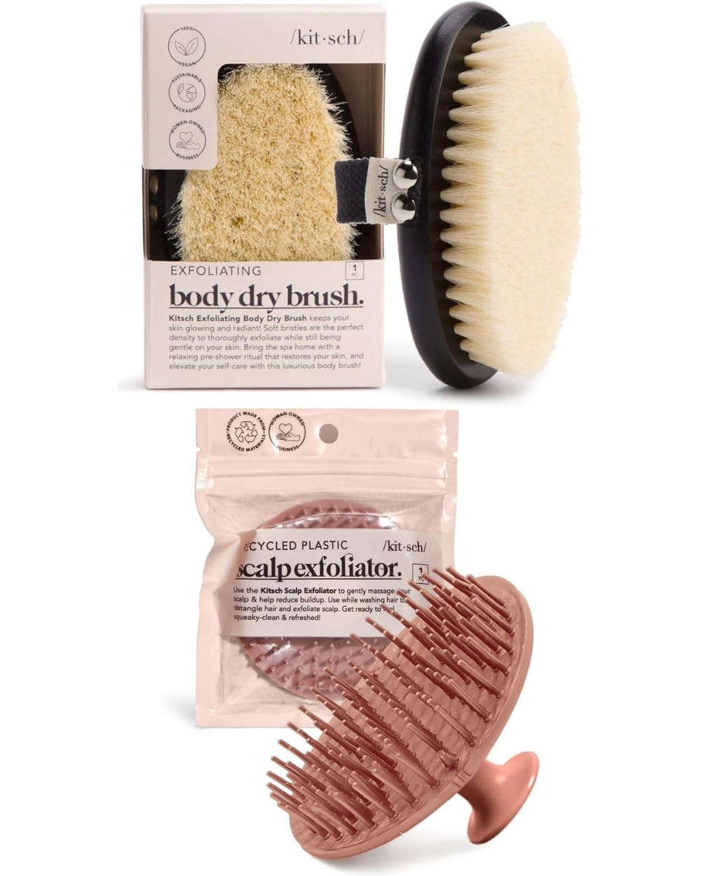 Kitsch Dry Brushing Body Brush & Hair Scalp Massager
