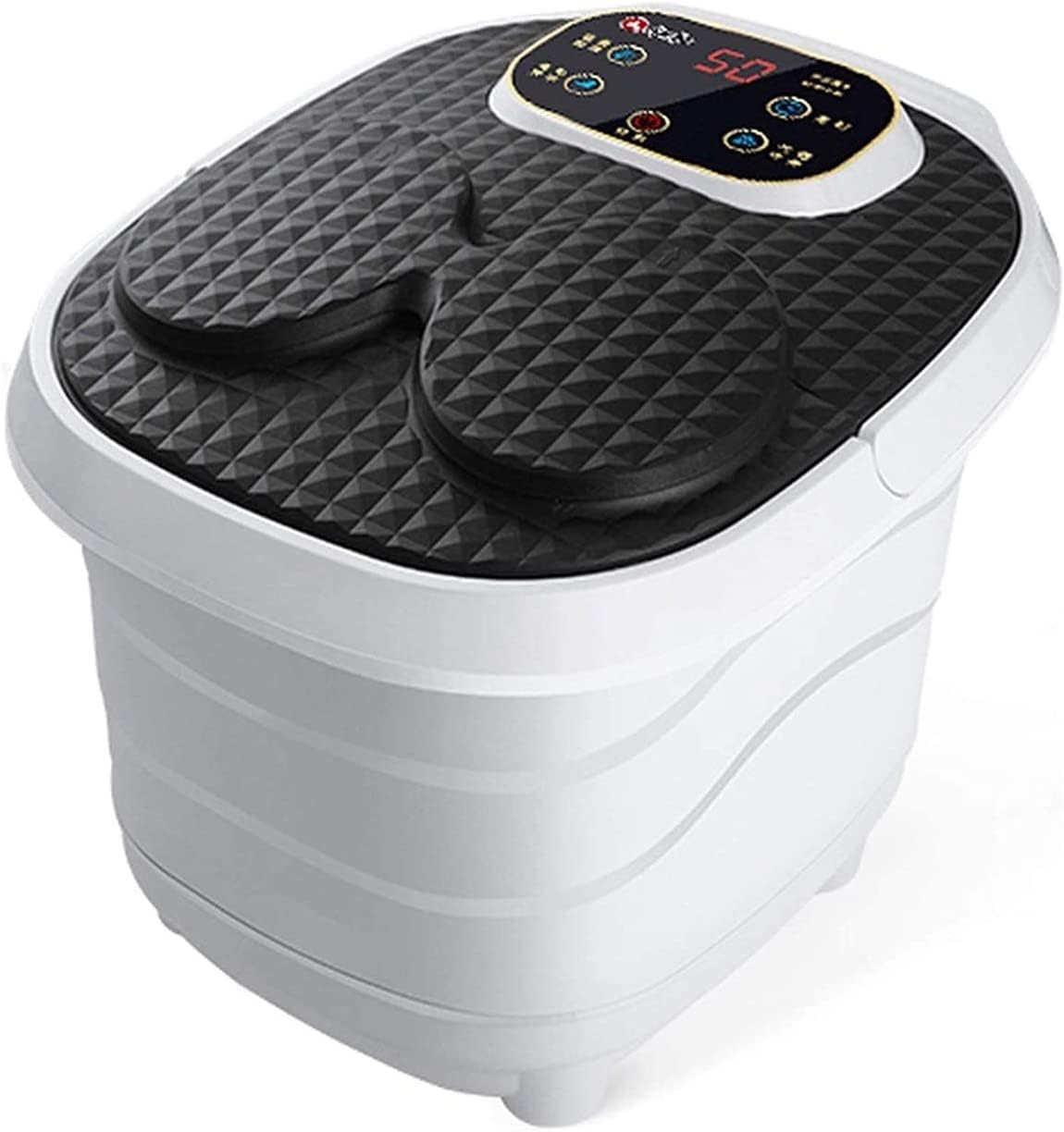 Motorized Foot Bath Spa Massager Feet Bath Spa with Heat and Massage 6 Massage Balls and Rollers with Acupuncture Points Bubble Surging for Feet Relief and Cleaning Timer Pedicure Stone