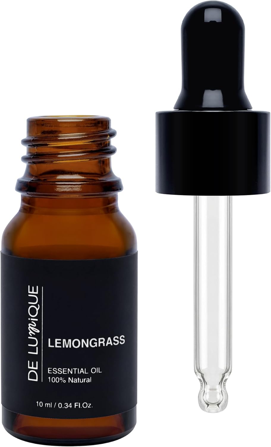 Lemongrass Scent De Lumique Pure Essential Oil, 100% Natural Plant Extract, Amber Glass Bottle with Dropper, 10ml/0.34 Fl Oz