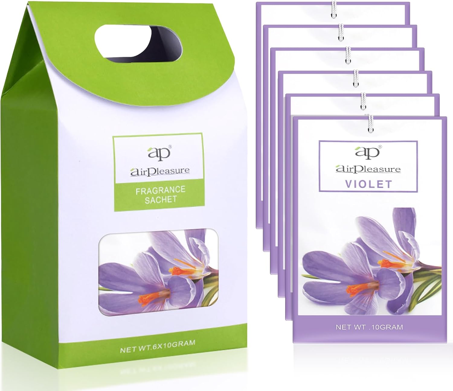 Violet Scented Sachets Bag 6 Pack for Drawers & Closets, Long-Lasting Sachets Bags Wardrobe Freshener, Drawer Deodorizer Fresh Scents Home Fragrance Air Freshener Bags for Home Room