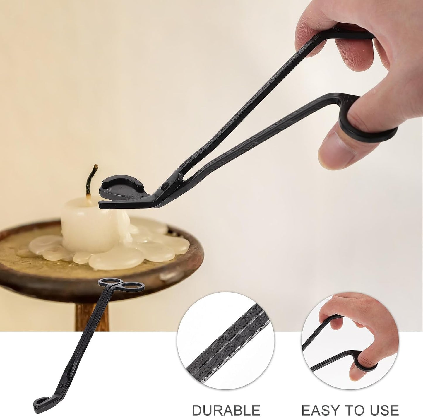 FOMIYES 3 Pieces Matte Black Stainless Steel Wick Cutters Candle Snuffers Set, 18cm Half-Round Head Wick Trimmers for Candle Care and Fire Safety in Home Décor