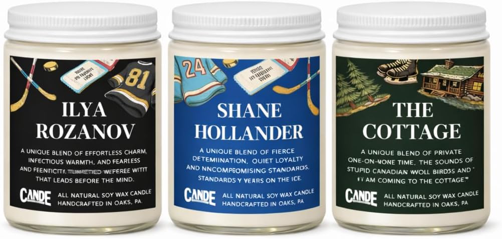 C&E Heated Rivalry Candle Gift Set - 3 Pack, Hockey Romance Book Candle, Hand Poured Soy Wax Gift for Romance Readers, Book Lover