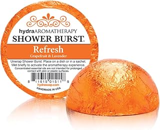 hydraAROMATHERAPY Shower Burst Tablet Essential Oil Steamer Made in USA, 2 Ounces, Refresh (Grapefruit & Lavender)