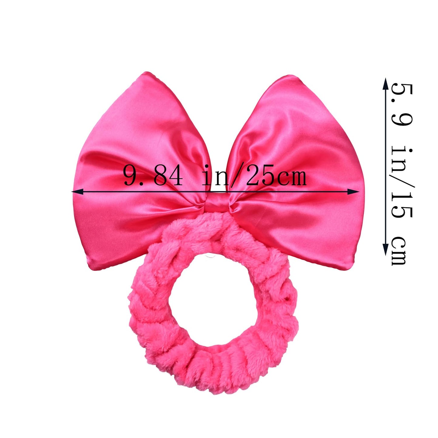 Large Satin Bow Facial Spa Headband, Facial Making Up Shower Skincare Hairband, Wash Face Headwrap for Women Girls