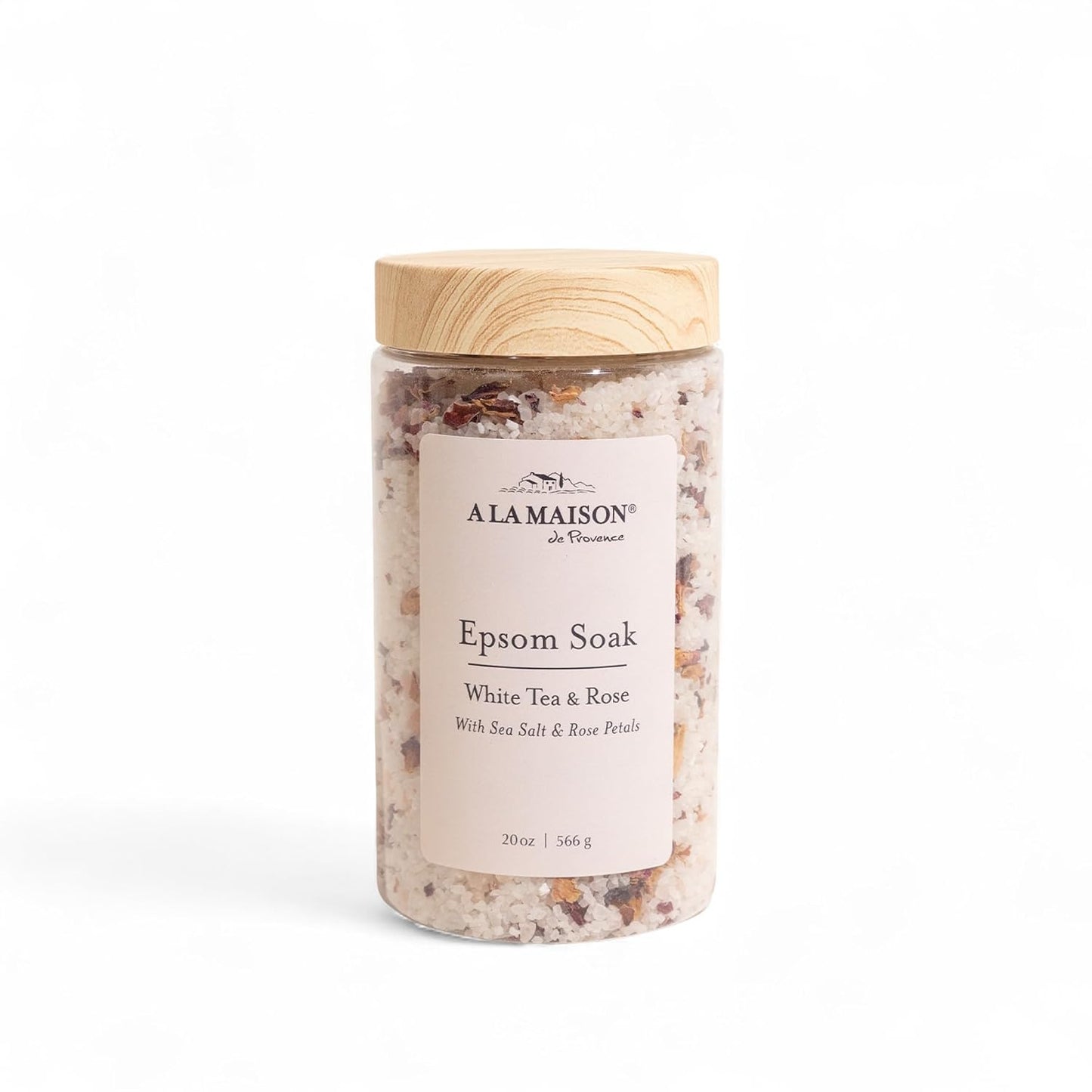 A LA MAISON Epsom Salt Bath Soak – White Tea & Rose – Muscle Relief Bath Soak with Magnesium – Relaxing Bath Salt – 20 oz – Amber Collection