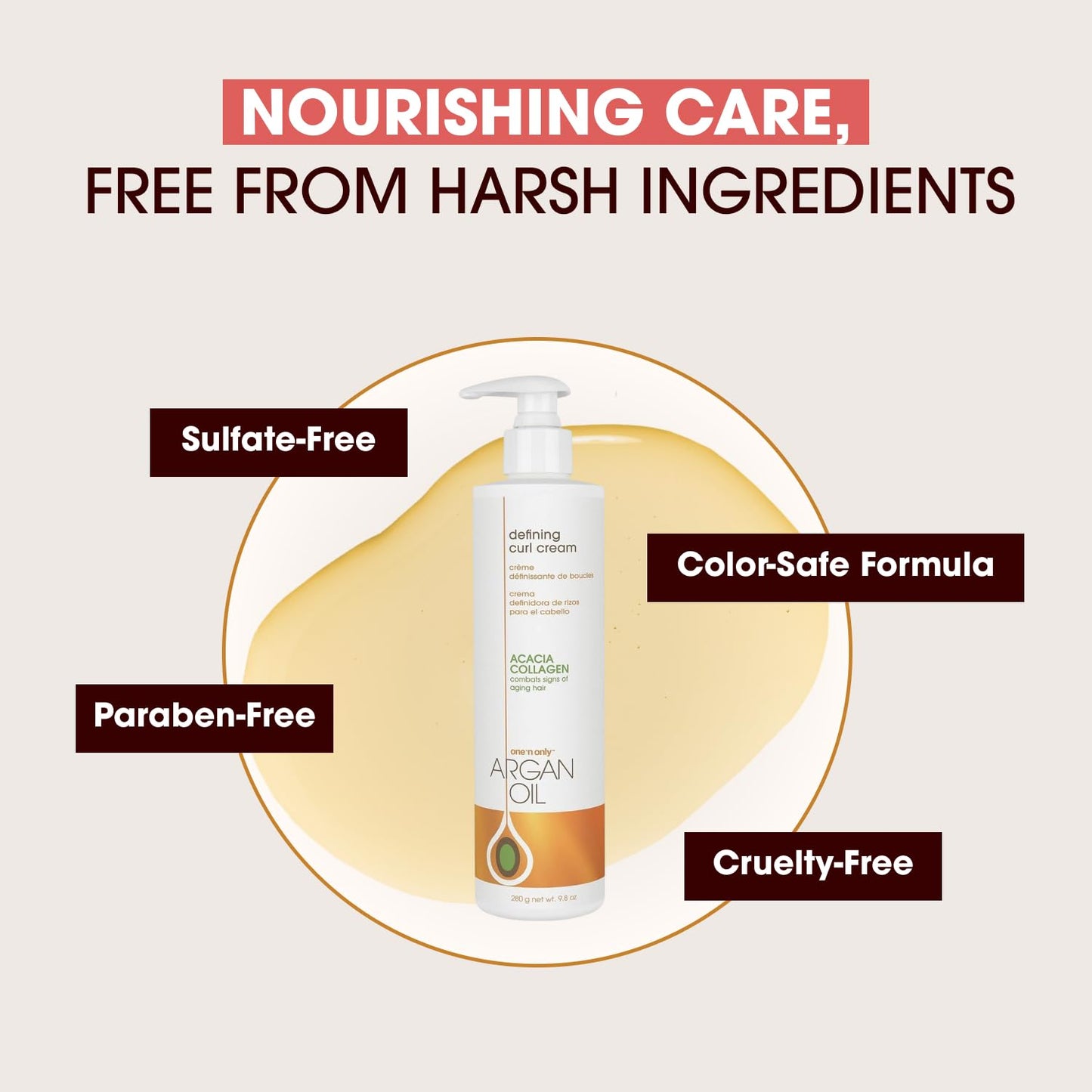 One 'n Only Defining Curl Cream with Argan Oil, Leave-in Conditioning Cream, Defines and Leaves Strong Curly Hair, Enhances Shine and Hydrates Without Sticky Residue, 9.8 Ounces