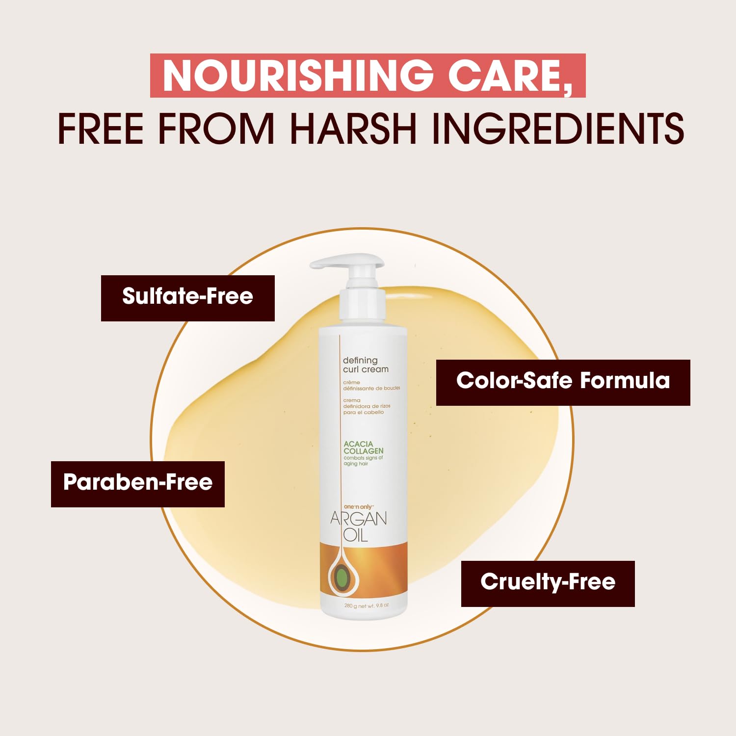 One 'n Only Defining Curl Cream with Argan Oil, Leave-in Conditioning Cream, Defines and Leaves Strong Curly Hair, Enhances Shine and Hydrates Without Sticky Residue, 9.8 Ounces
