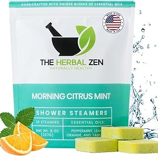 Morning Citrus Mint Shower Steamers Aromatherapy for Energy - USA Made Mothers Day Gift for Mom - Peppermint & Orange Shower Bomb Tablets – Soothing Natural Essential Oils (10 Pack)