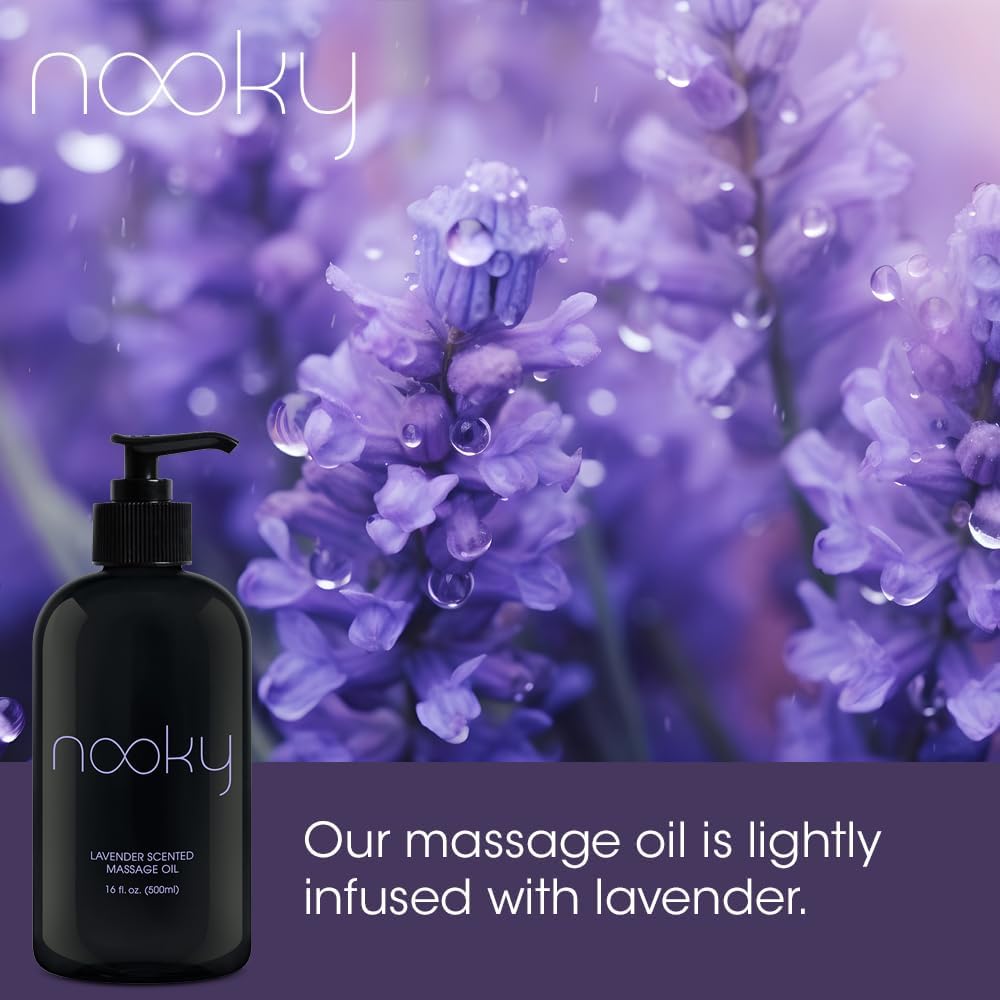 Nooky Massage Oil with Sweet Almond Oil, for Massaging 16 Ounce (Lavender)