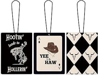 Preppy Western Funky Cowboy Car Air Freshener Hanging 3Pcs, Trendy Black Cowboy Air Freshener for Cars Closet Drawer or Books, Cute Western Car Accessories Mirror Decor for Women