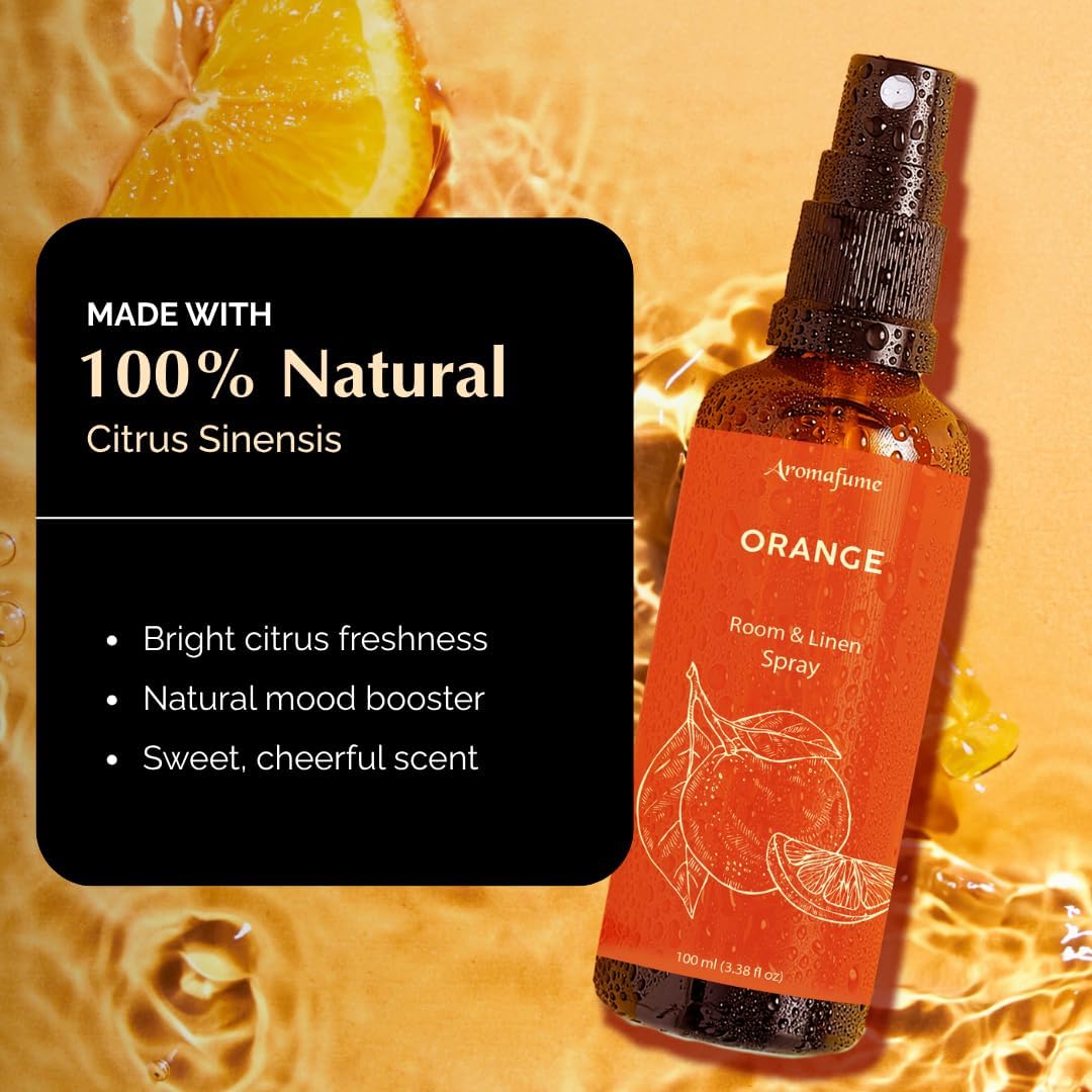 Orange Room, Linen & Pillow Spray by Aromafume | 100ml/3.38 fl oz | with Pure Orange Essential Oil | Aromatherapy Spray | Mist for Bedding, Fabrics