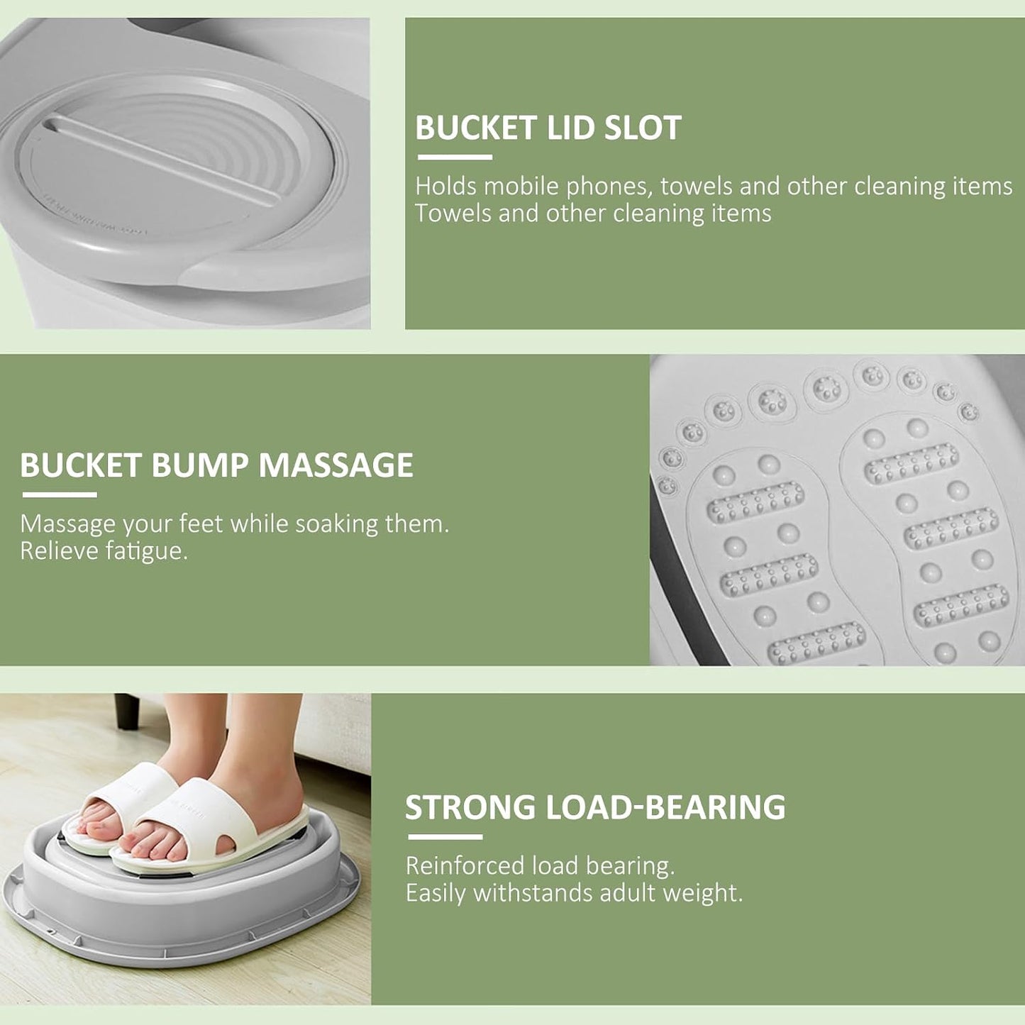 Collapsible Foot Bath Basin, Portable Foot Soak Tub Collapsible Spa Bucket for Soaking Feet with Lid and Massage for Home Soothe Tired Muscles