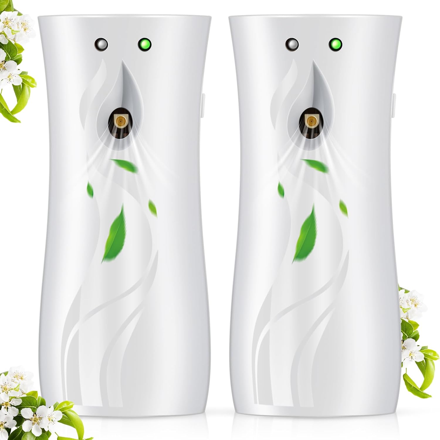 Threlaco 2 Pcs Automatic Air Spray Freshener Dispenser 6.2 oz ABS Plastic Fragrance Standing or Wall Mounted Battery Powered Spray Dispenser for Home Shopping Malls Hotels Offices Bedrooms(White)