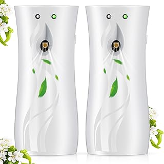 Threlaco 2 Pcs Automatic Air Spray Freshener Dispenser 6.2 oz ABS Plastic Fragrance Standing or Wall Mounted Battery Powered Spray Dispenser for Home Shopping Malls Hotels Offices Bedrooms(White)