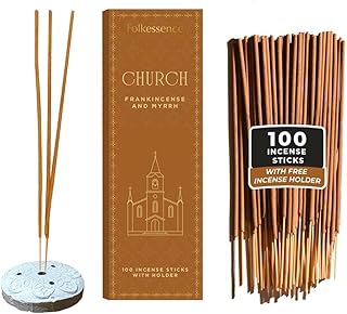 Folkulture Church Incense Sticks with Holder (100 Sticks) | Frankincense & Myrrh Catholic Incense Stick for Prayer, Daily Worship | No Charcoal,Organic,Non Toxic, 45 Mins, Long Burning Insence-Sticks