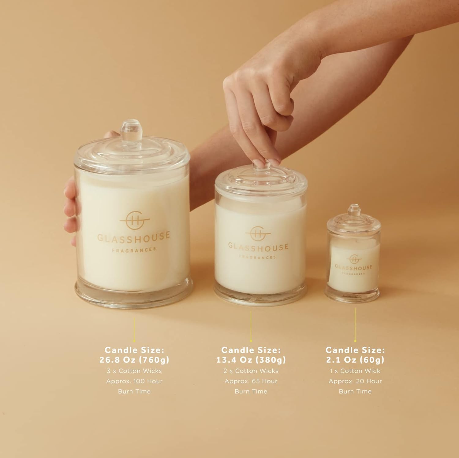Glasshouse Fragrances Lost in Amalfi Candle, Triple Scented Natural Soy Wax Blend, 2 Wicks & Glass Jar, 65 Hour Burn Time, Sea Mist, 13.4 Oz (380g)