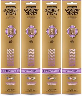Gonesh - Extra Rich Scented Incense Sticks - Non-Toxic 10” Slow Burn Aromatic Sticks - Love - 80 Pack