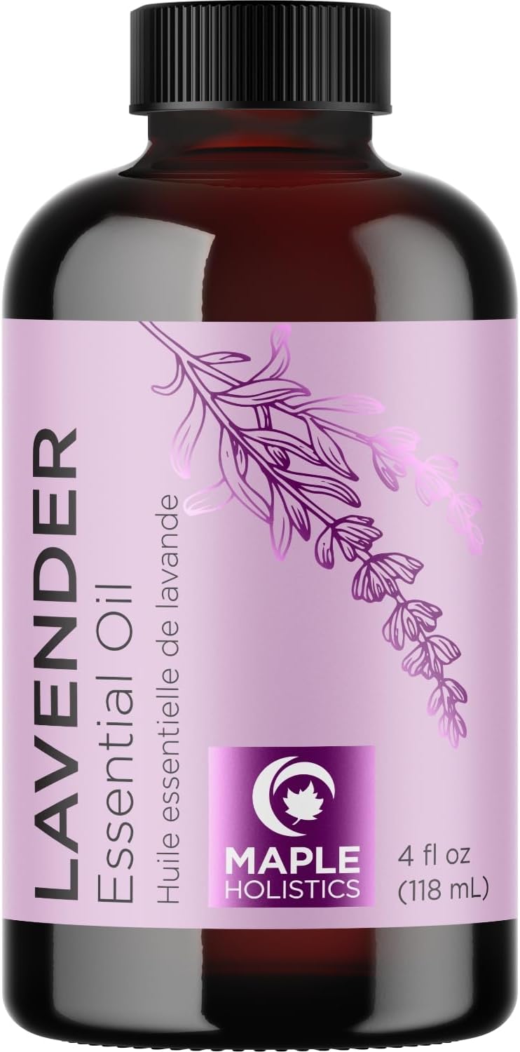 Pure Lavender Essential Oil - Lavender Oil for Hair Skin and Nails Plus Aromatherapy Diffusers Humidifiers Linens and Baths for at Home Spa Self Care - Premium Grade Non-GMO in Glass Bottle (4 Fl Oz)