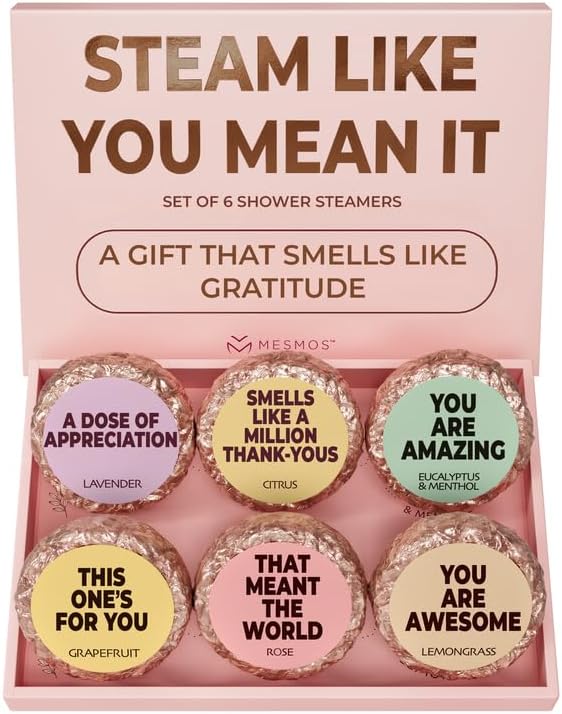MESMOS 6 Assorted Shower Steamers Aromatherapy, End of Year Teacher Gifts, Thank You Gifts for Women, Shower Steamers for Women, Showers Bomb, Appreciation Gift for Coworkers, Admin, Staff & Team