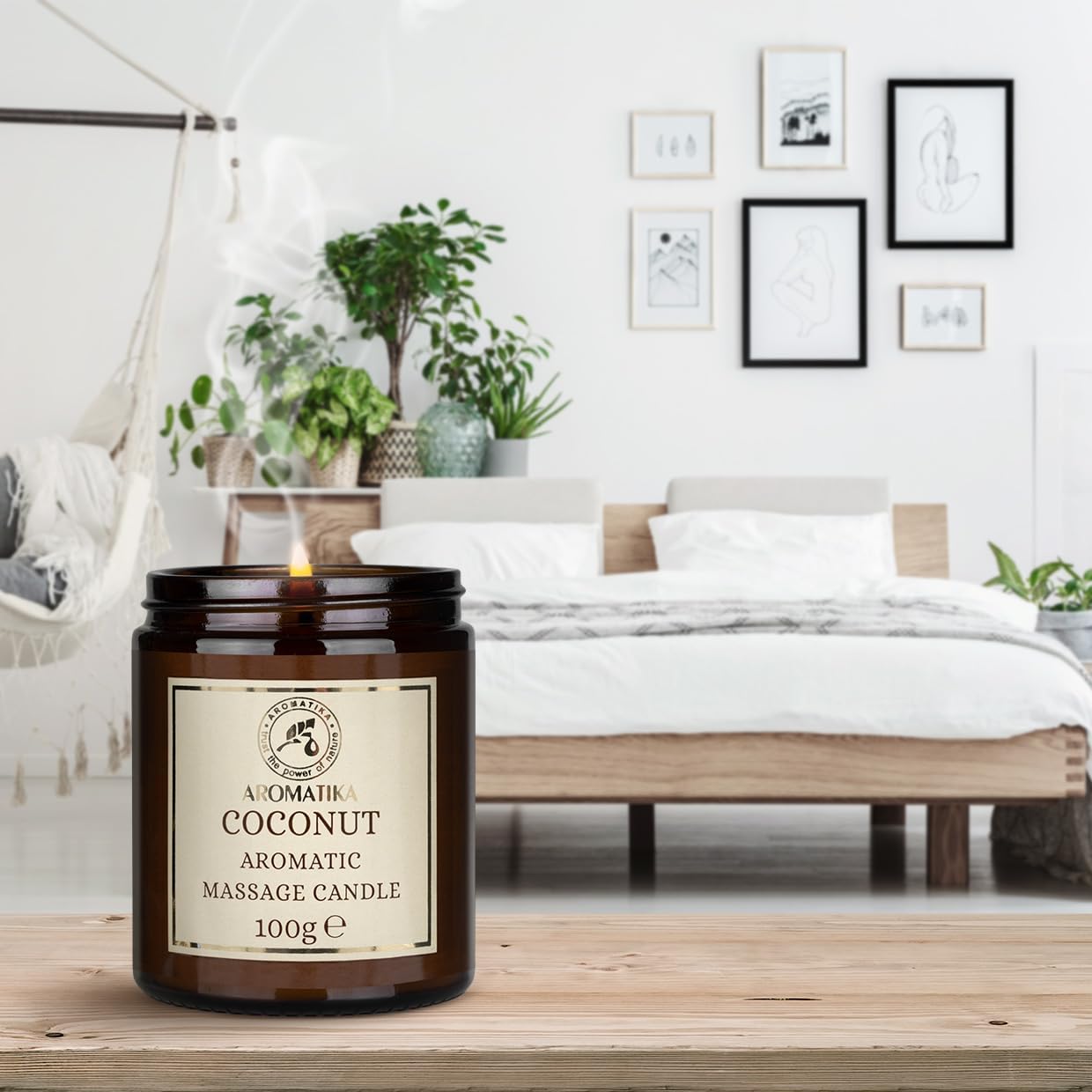 AROMATIKA Coconut Scented Massage Candle - Soy Wax 3.5Oz - Relaxing Massage Candle - Aromatherapy