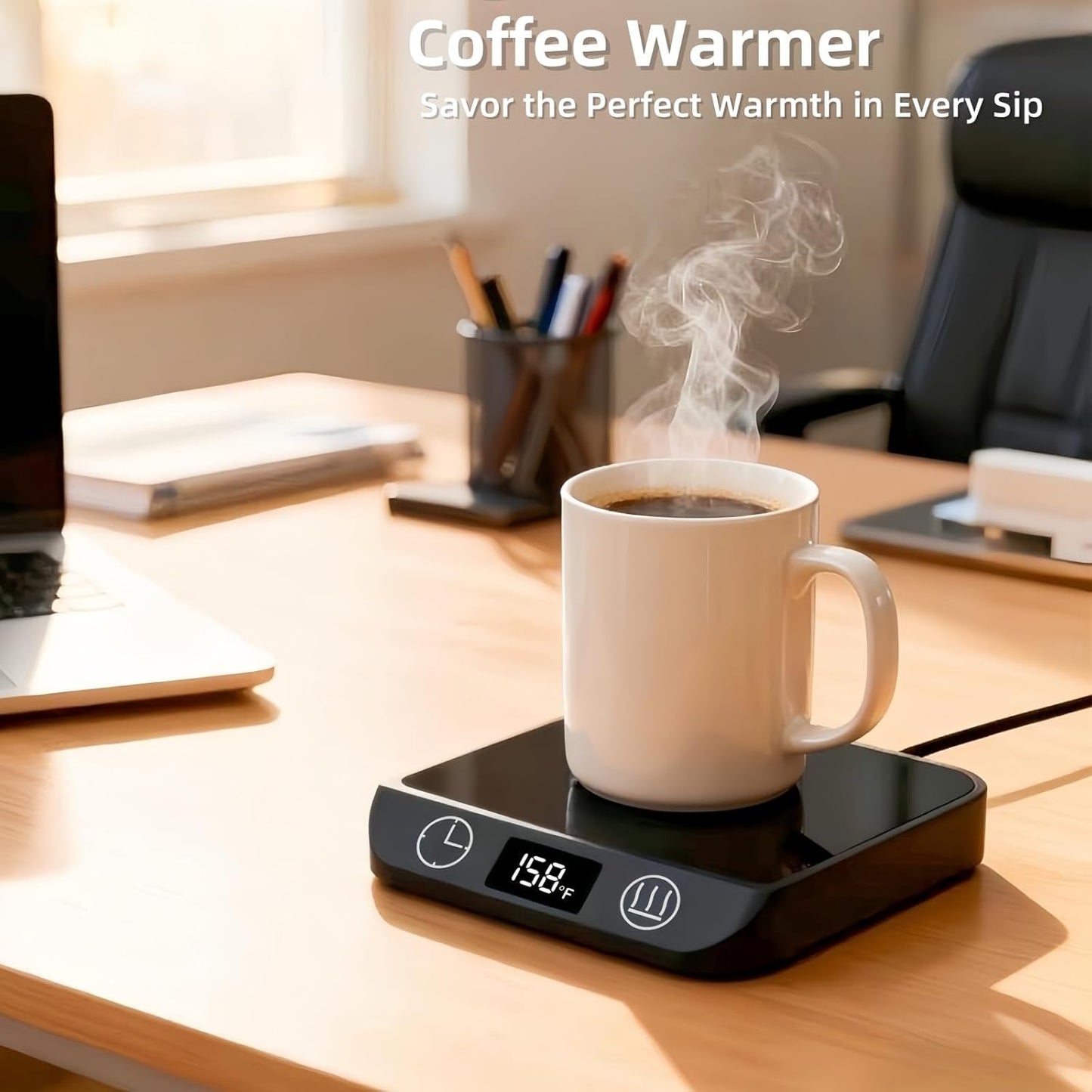 Coffee Mug Warmer & Candle Warmer 2-in-1, 6 Temps, 12-Hr Timer & Auto Shut-Off, 46W Electric Smart Cup Warmer for Desk, Coffee Gifts for Women Men & Home Office