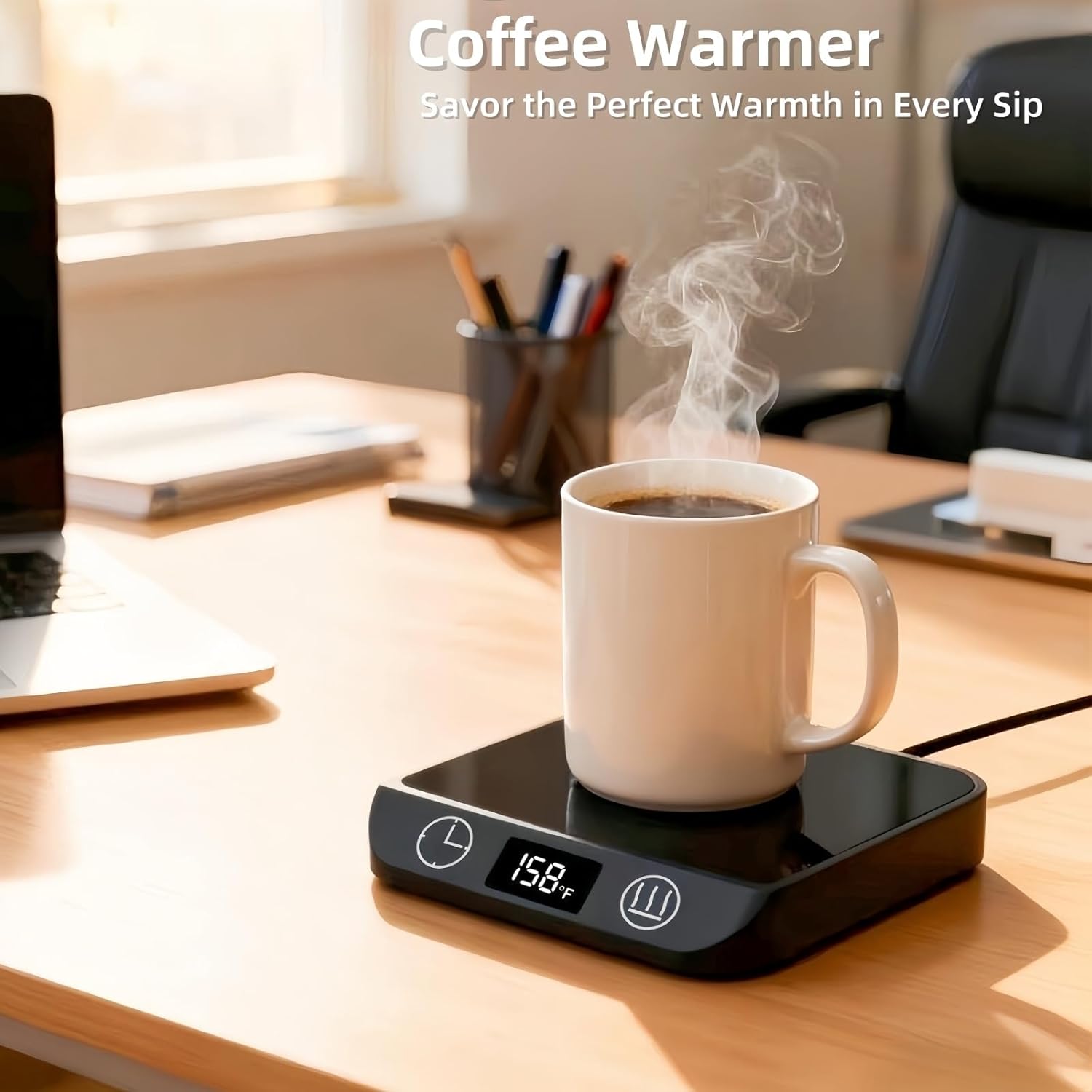 Coffee Mug Warmer & Candle Warmer 2-in-1, 6 Temps, 12-Hr Timer & Auto Shut-Off, 46W Electric Smart Cup Warmer for Desk, Coffee Gifts for Women Men & Home Office