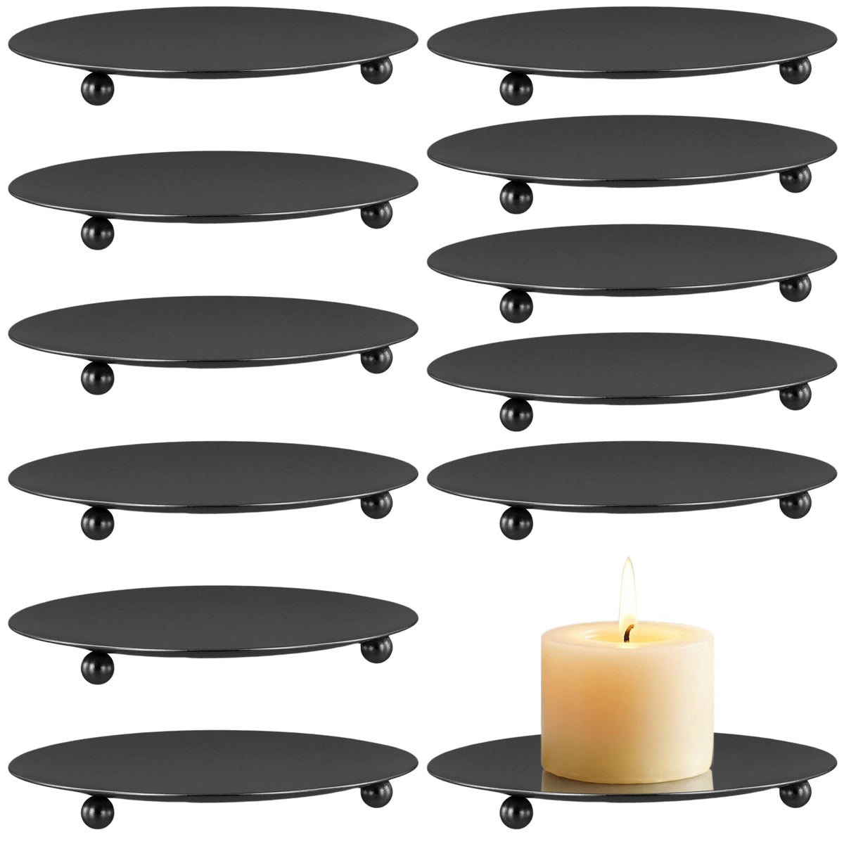 JEUIHAU 12 Pcs 4 Inch Candle Holder Trays