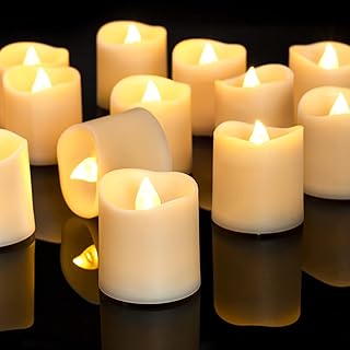 Homemory 50Pack Flameless LED Votive Candles, 200+Hour Lasting Electric Fake Candles, Battery Operated Tealights in Warm White for Wedding, Proposal Anniversary, Romantic Decor (Ivory Base)