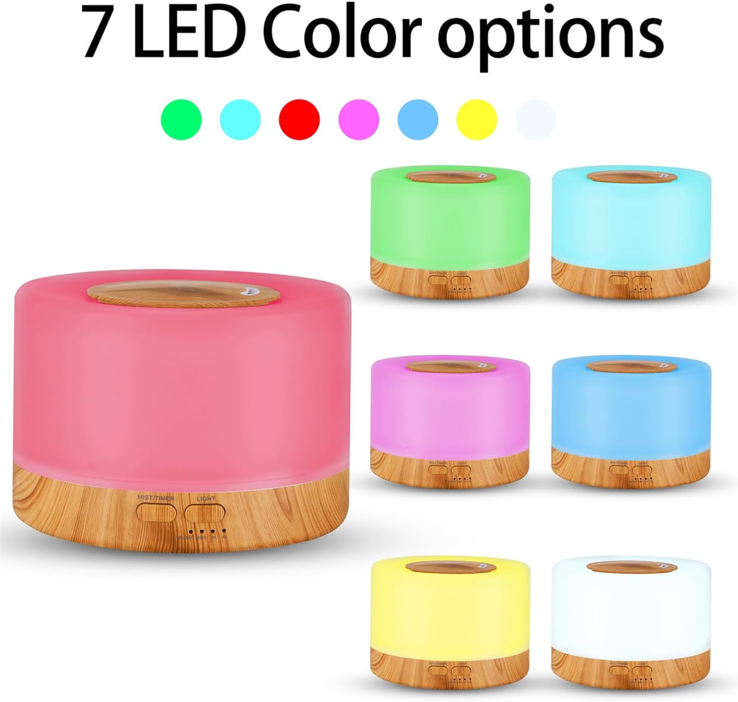 Essential Oil Diffuser, Wood Ultrasonic Cool Mist Humidifier, 500ml Humidifiers for Bedroom, Waterless Auto-Off, for Home,Bedroom,Office (Light Wood)