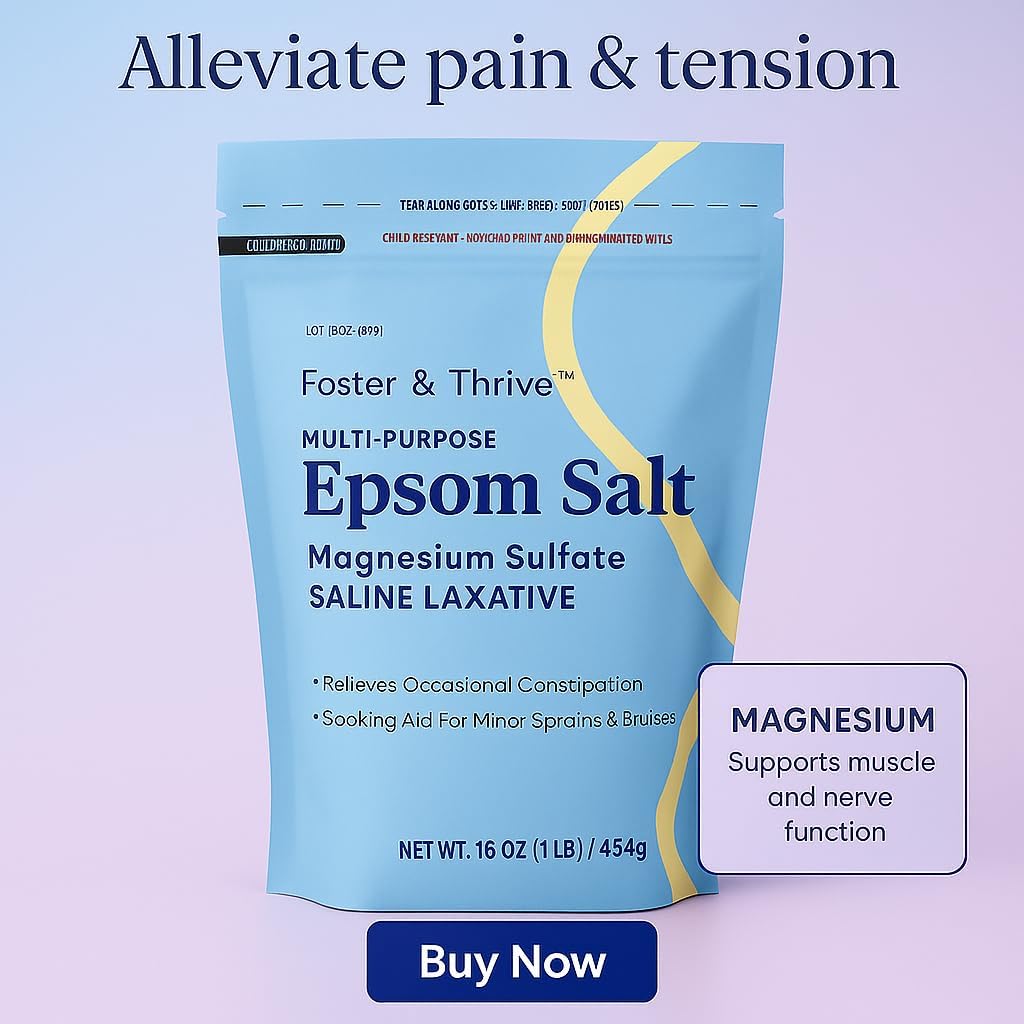 Foster & Thrive 1 lb Pouch Epsom Salt Granules - Magnesium Sulfate USP 100% - Saline Laxative - Multi Purpose