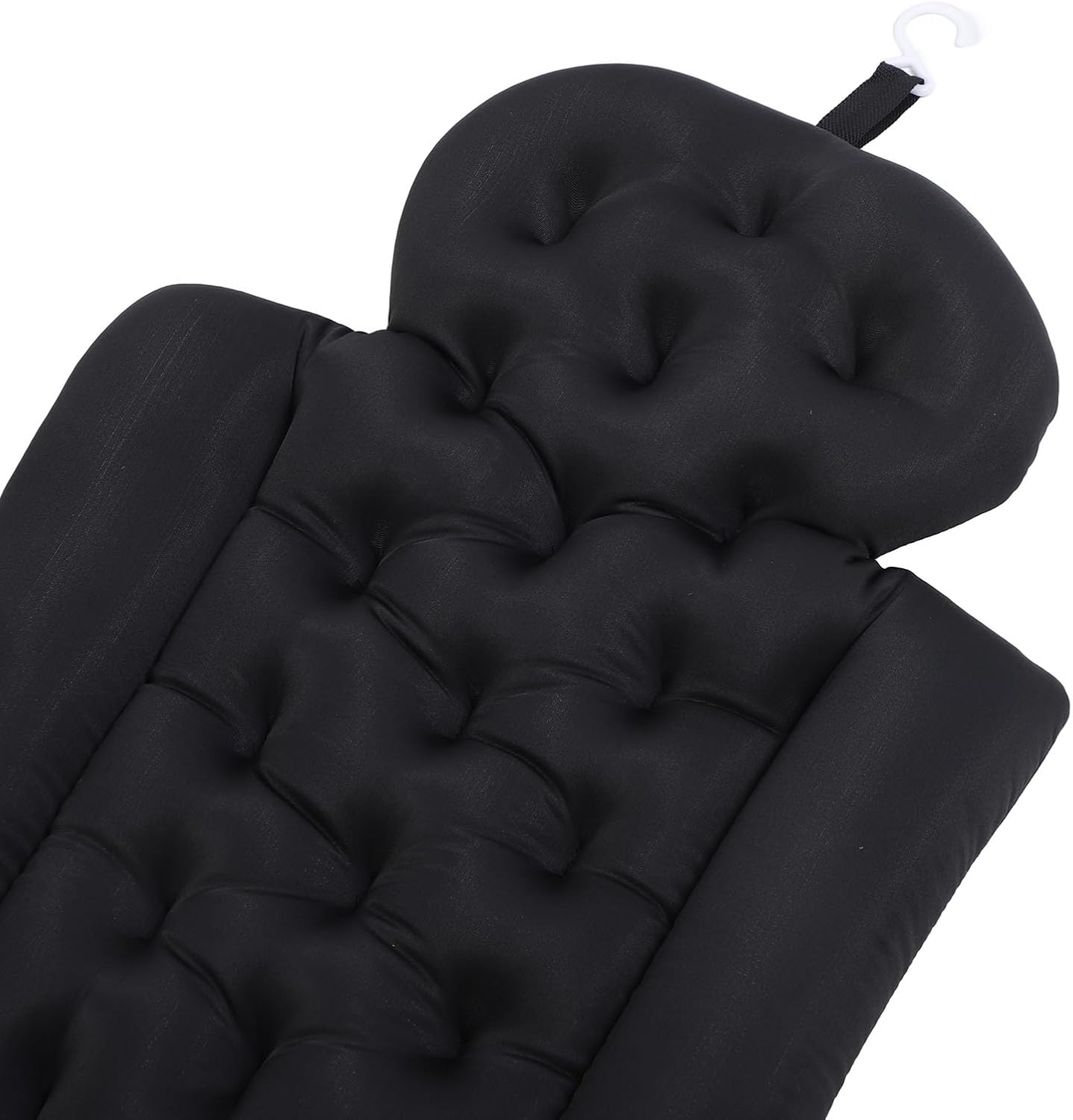 Full Body Bath Pillow, Bathtub Pillow with Non Slip Base, Ergonomic Full Body Bath Cushion for Tub Spa Pool Outdoor Use, Breathable Quick Drying Mesh Fabric Bathtub (Black)